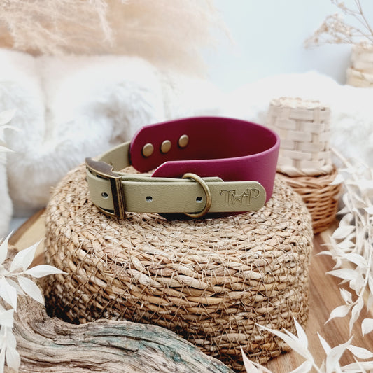 Burgundy & Clay (AB) - two-coloured Biothane Sighthound Collar (1x Size M)