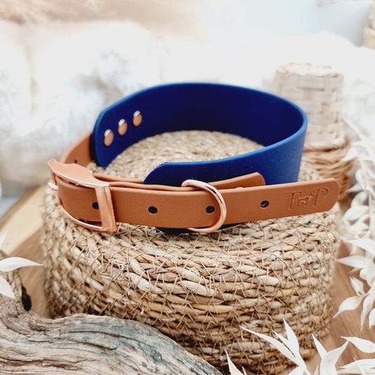 Navy & Tan (RG) - two-coloured Biothane Sighthound Collar (1x Size L)