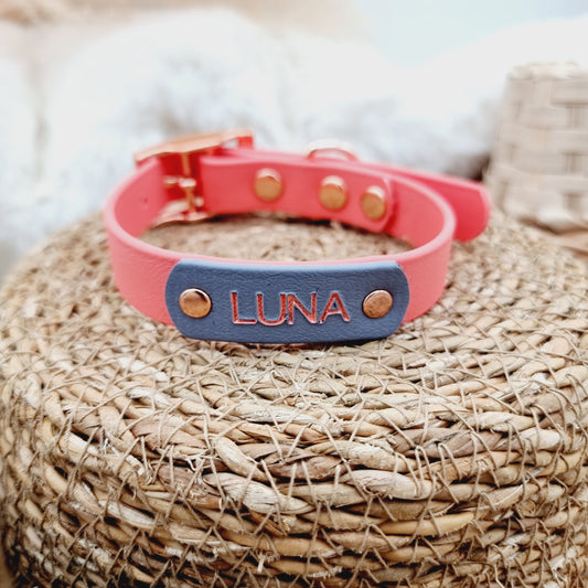 Coral - Size S (*name engraved Luna) - Biothane Dog Collar