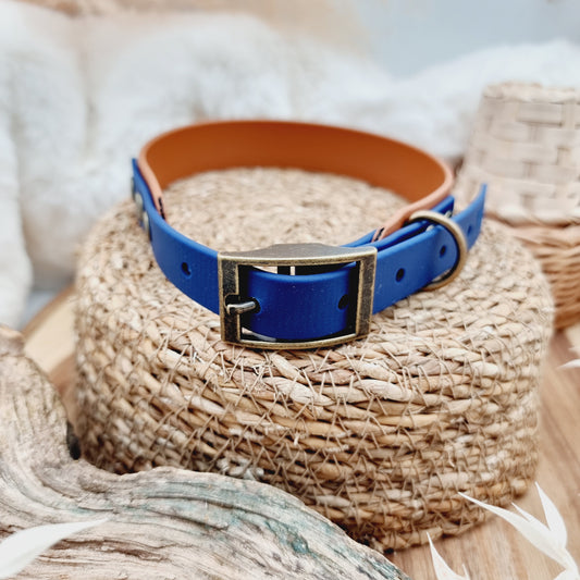 Tan & Navy (AB) Size L - two-coloured Biothane Dog Collar