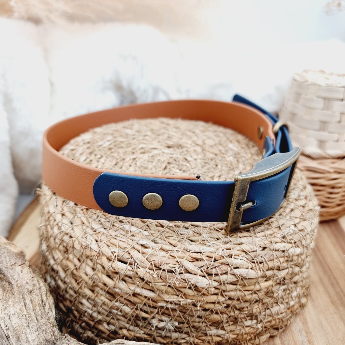 Tan & Kerosene (AB) Size XL - two-coloured Biothane Dog Collar