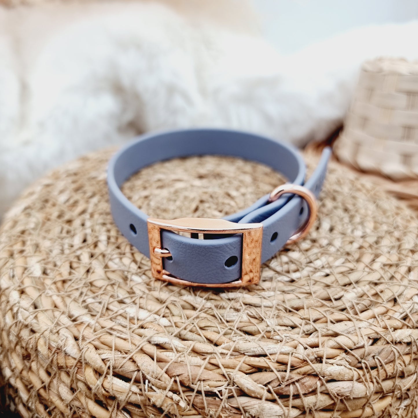 Grey (Rosegold HW) - Biothane Dog Collar