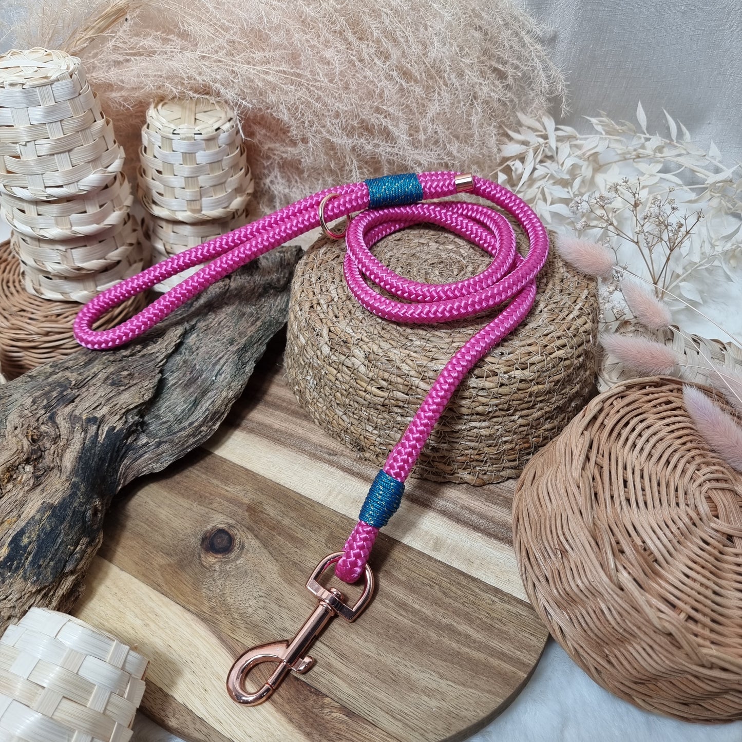 Pink & Aqua (RG - 120cm length) Rope Dog Lead