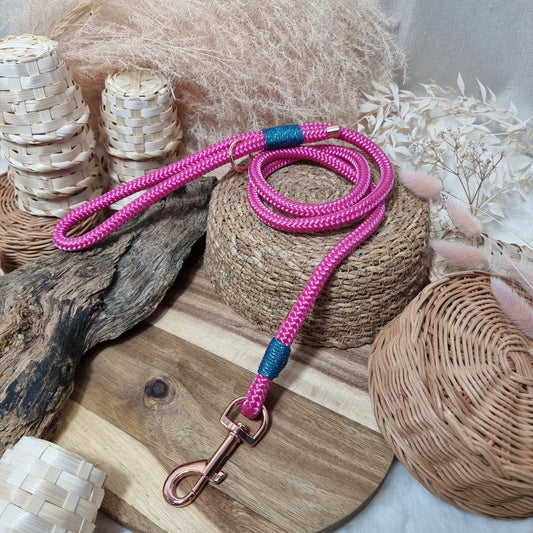 Pink & Aqua (RG - 120cm length) Rope Dog Lead