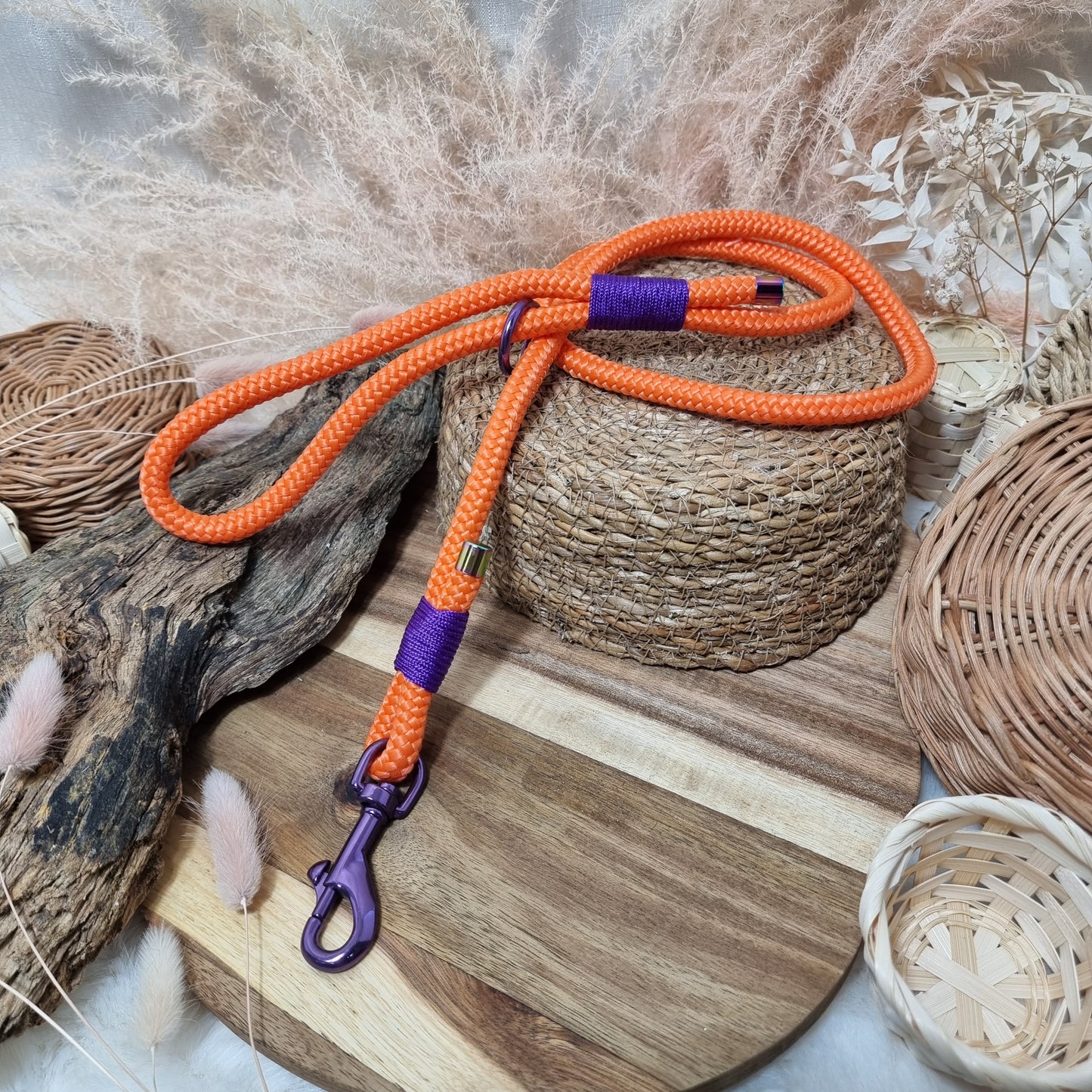 Orange & Purple (120cm length) Rope Dog Lead