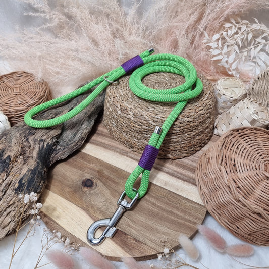 Neon Green / Purple SI (120cm length) Rope Dog Lead