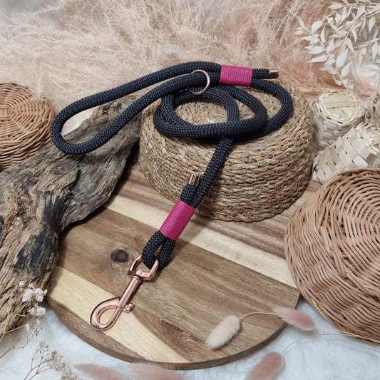 Black / Pink (RG) (120cm length) Rope Dog Lead