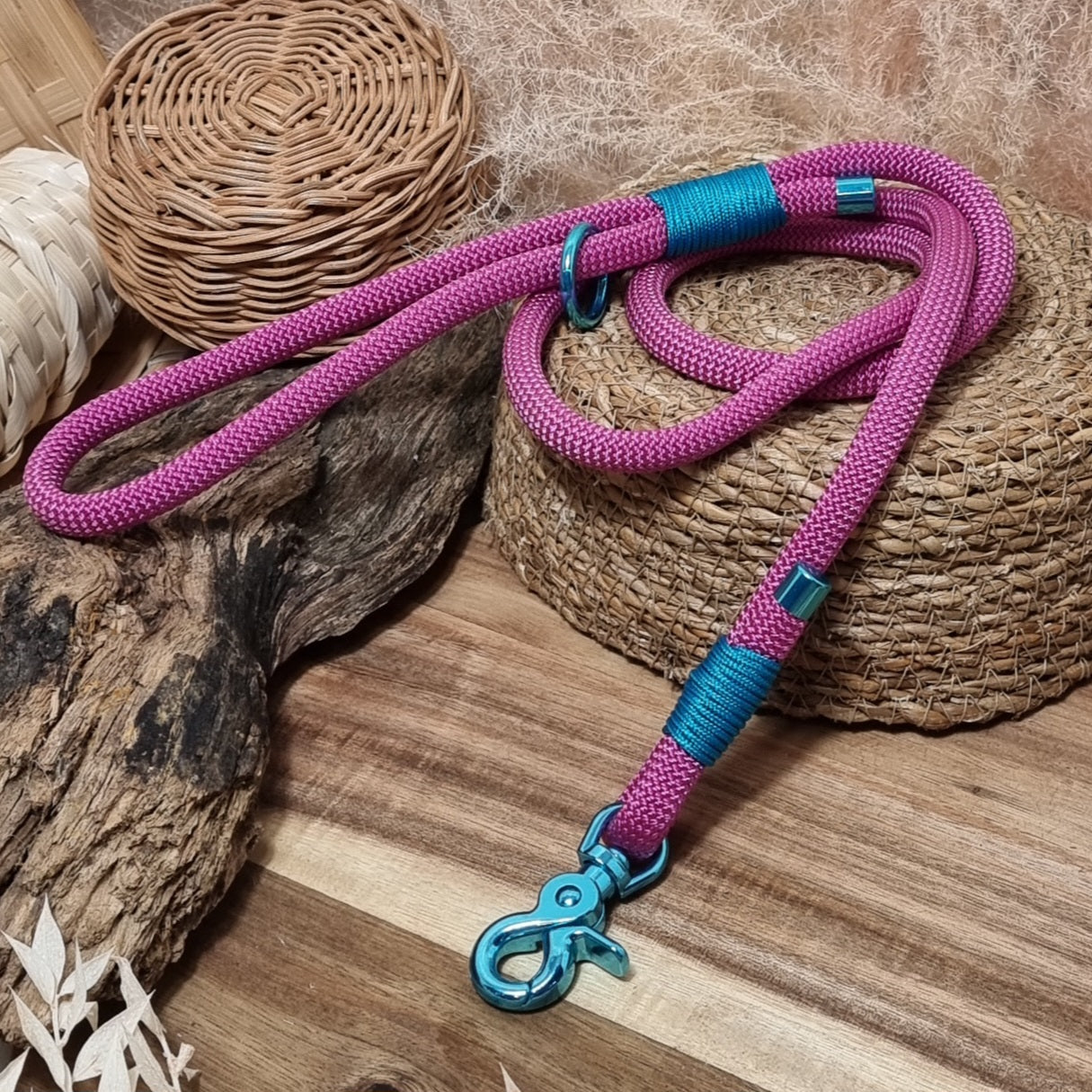 Magenta/Turquoise (120cm length) Rope Dog Lead