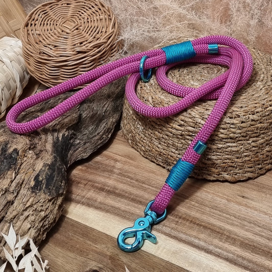 Magenta/Turquoise (120cm length) Rope Dog Lead