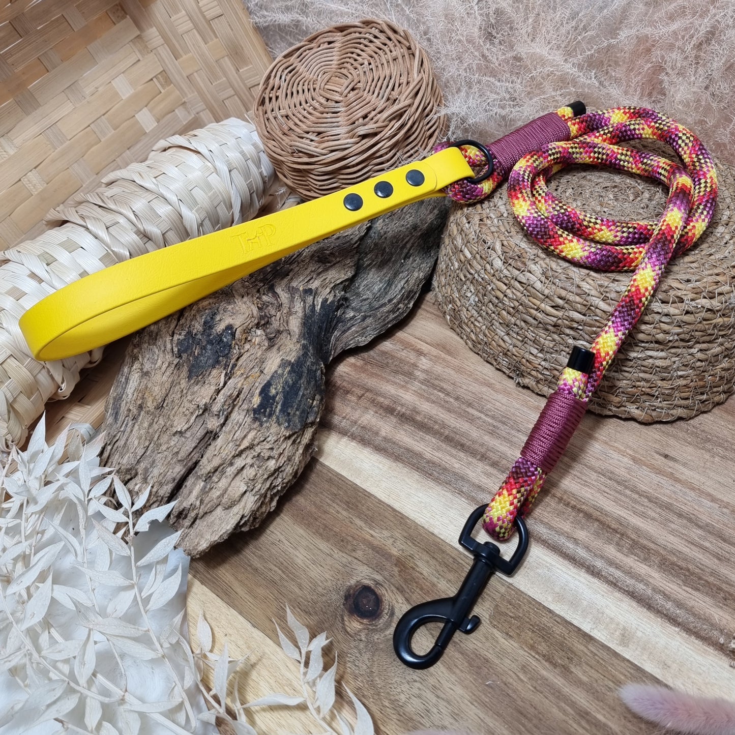Fuego / Yellow BL (120cm length) Rope Biothane Dog Lead