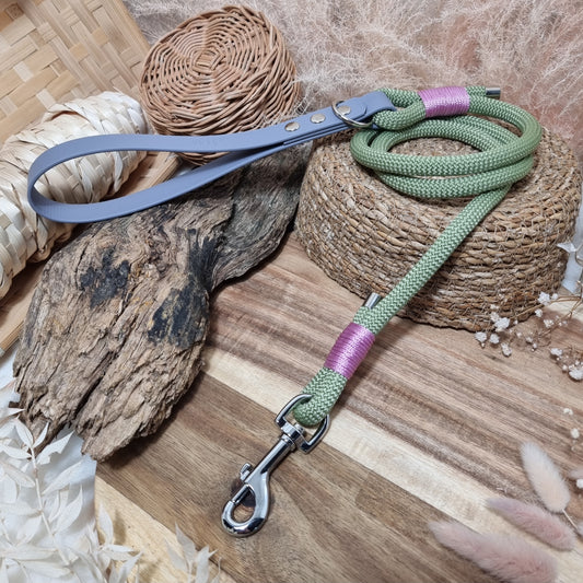 Avocado & Grey SI - (120cm length) Rope Biothane Dog Lead