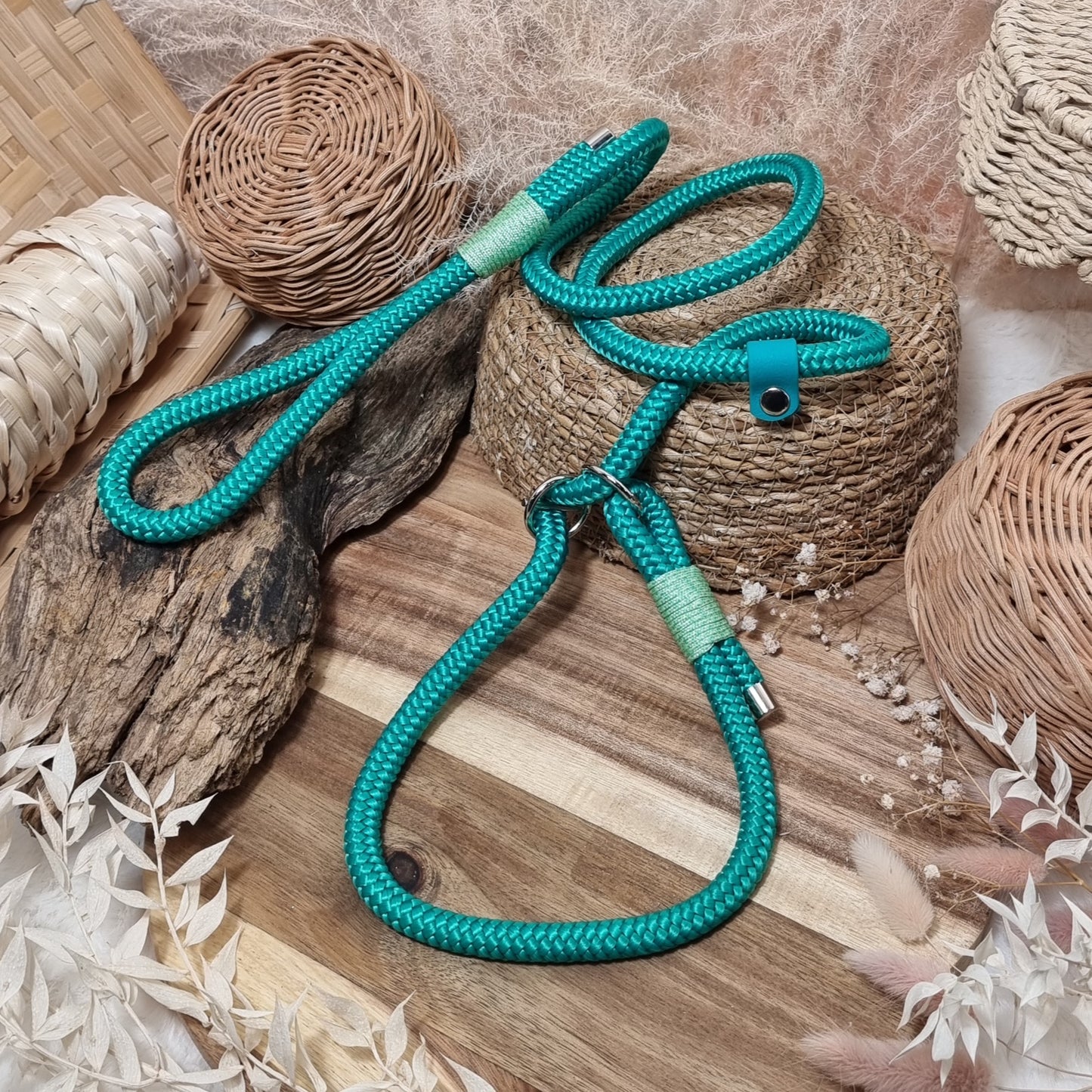Green - (150cm length / 10mm Rope) Rope Dog Slip Lead