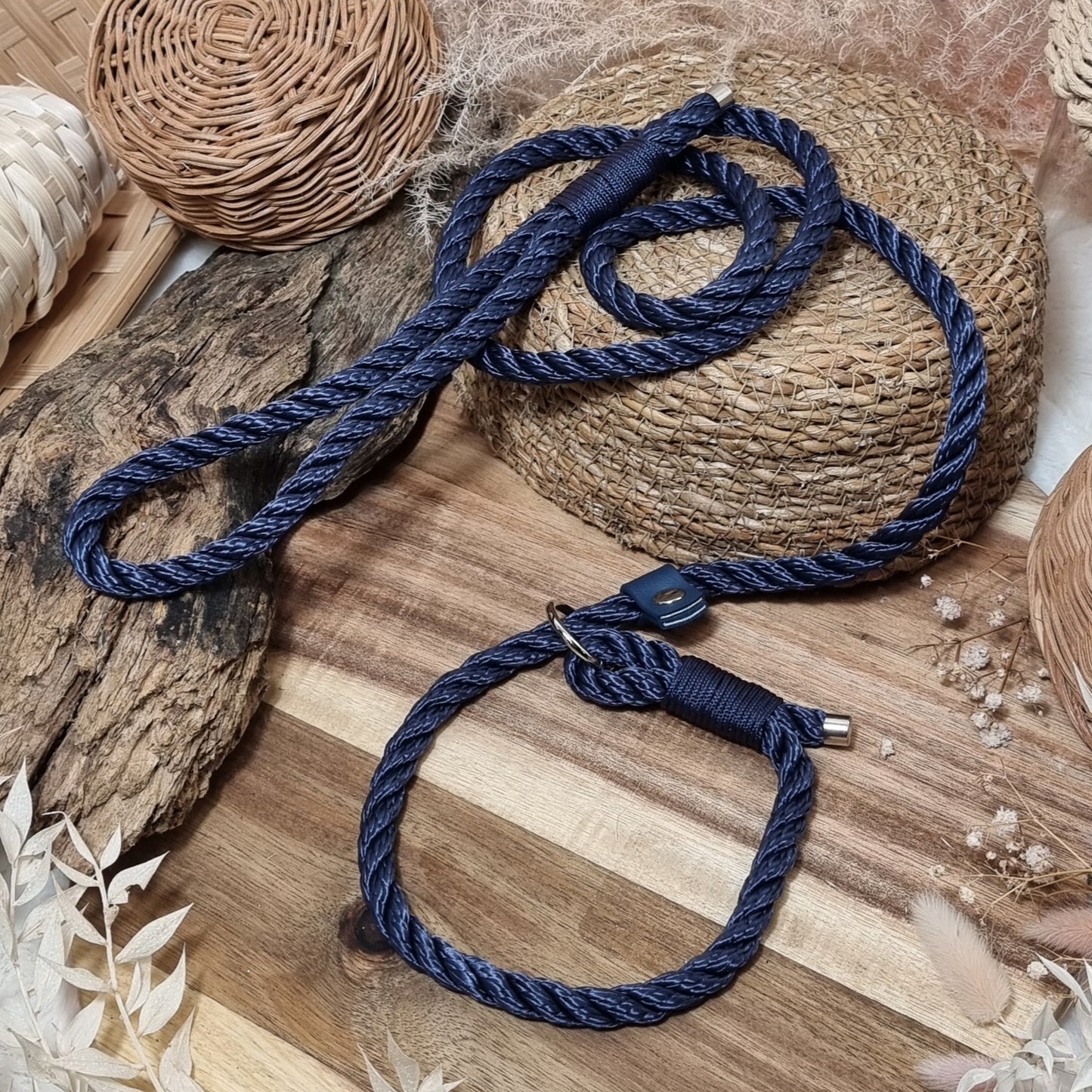 Navy Twisted - (120cm length / 8mm Rope) Rope Dog Slip Lead