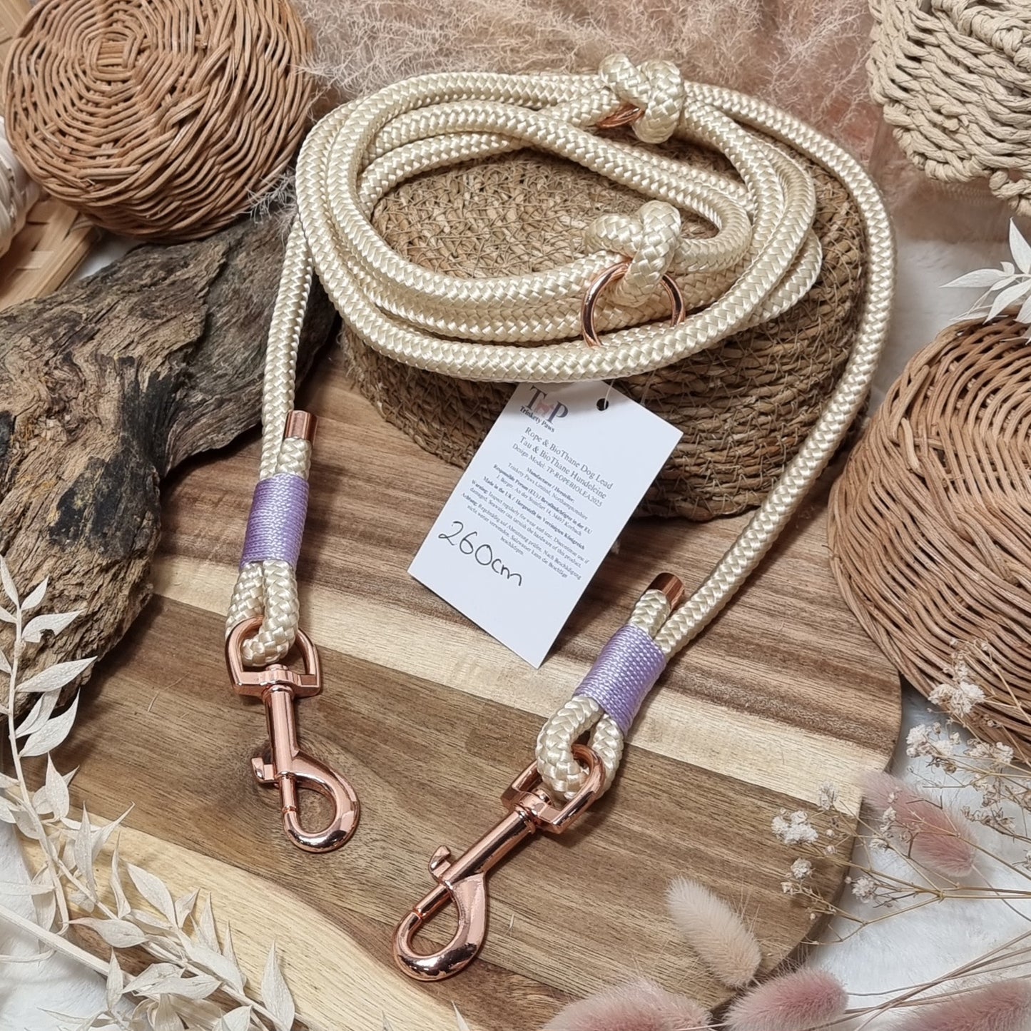 Cream RG - 260cm length Rope Training Lead