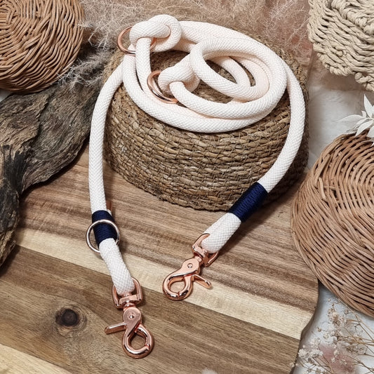 Cream & Navy - 180cm (6ft) length Rope Training Lead