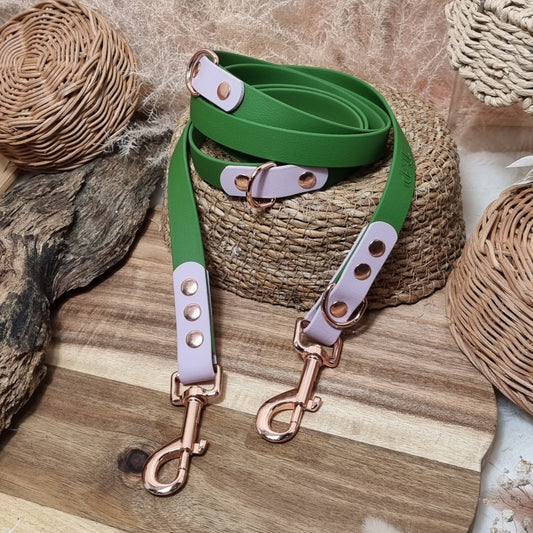 Olive and Lilac - 180cm (6ft) Waterproof Webbing Dog Training Lead (double-ended Lead)