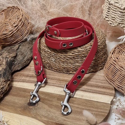 Wine - 180cm (6ft) Waterproof Webbing Dog Training Lead (double-ended Lead)