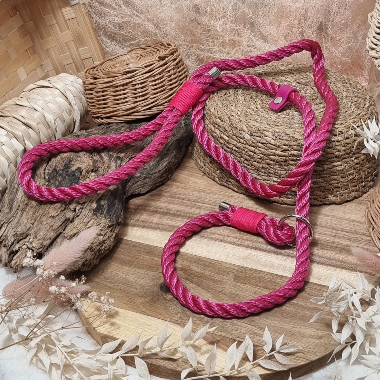 Pink Twisted - (120cm length / 10mm Rope) Rope Dog Slip Lead