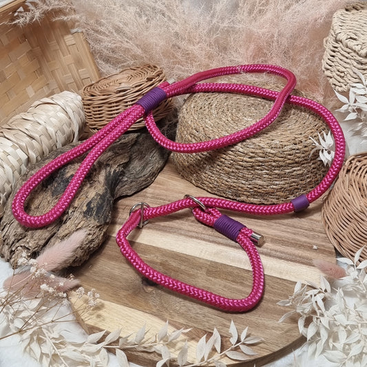 Pink & Purple - (130cm length / 10mm Rope) Rope Dog Slip Lead