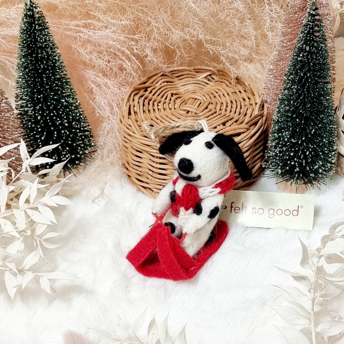 Felt Christmas Dogs - Dalmatian on Sleigh
