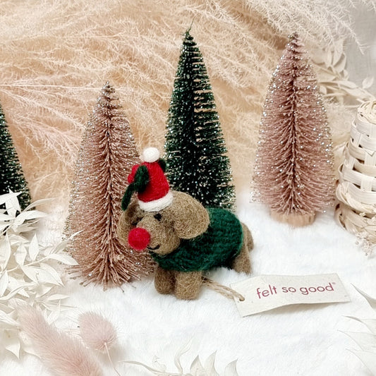 Felt Christmas Dogs - Rudolf the Red Nose Doggo