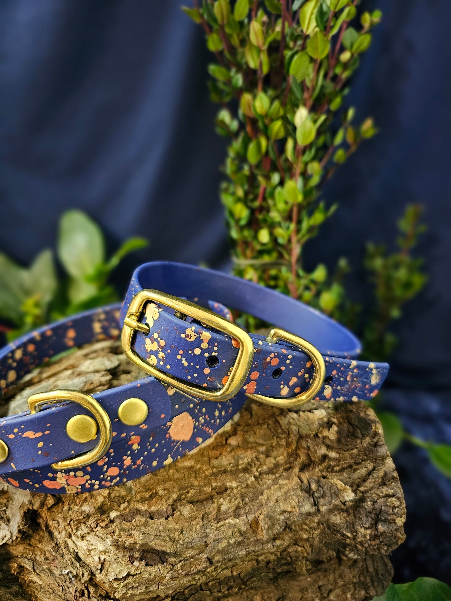 Celestial Navy - Biothane Splatter Dog Collar
