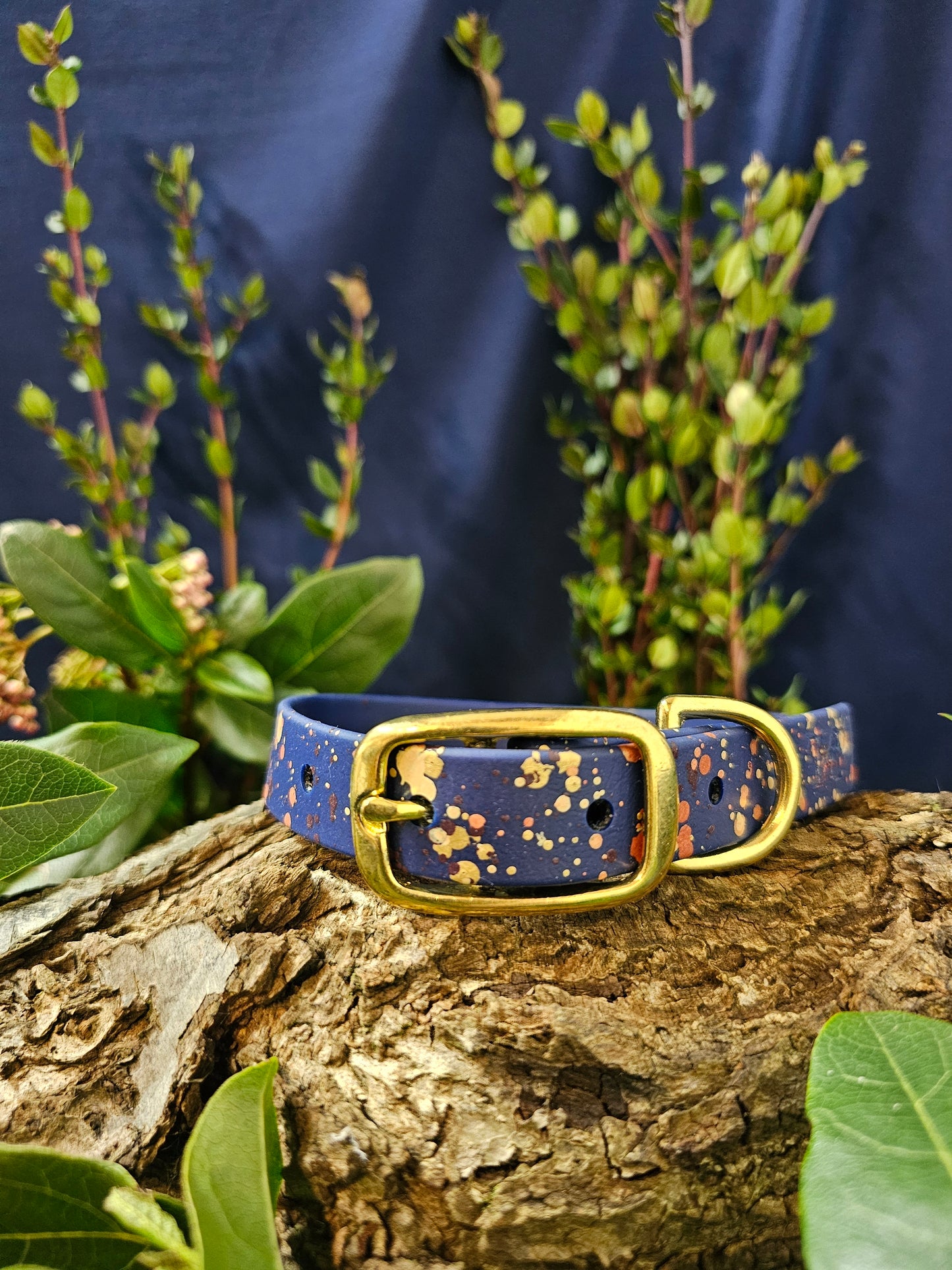 Celestial Navy - Biothane Splatter Dog Collar