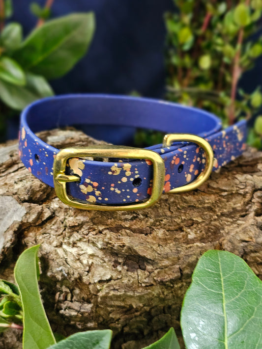 Celestial Navy - Biothane Splatter Dog Collar