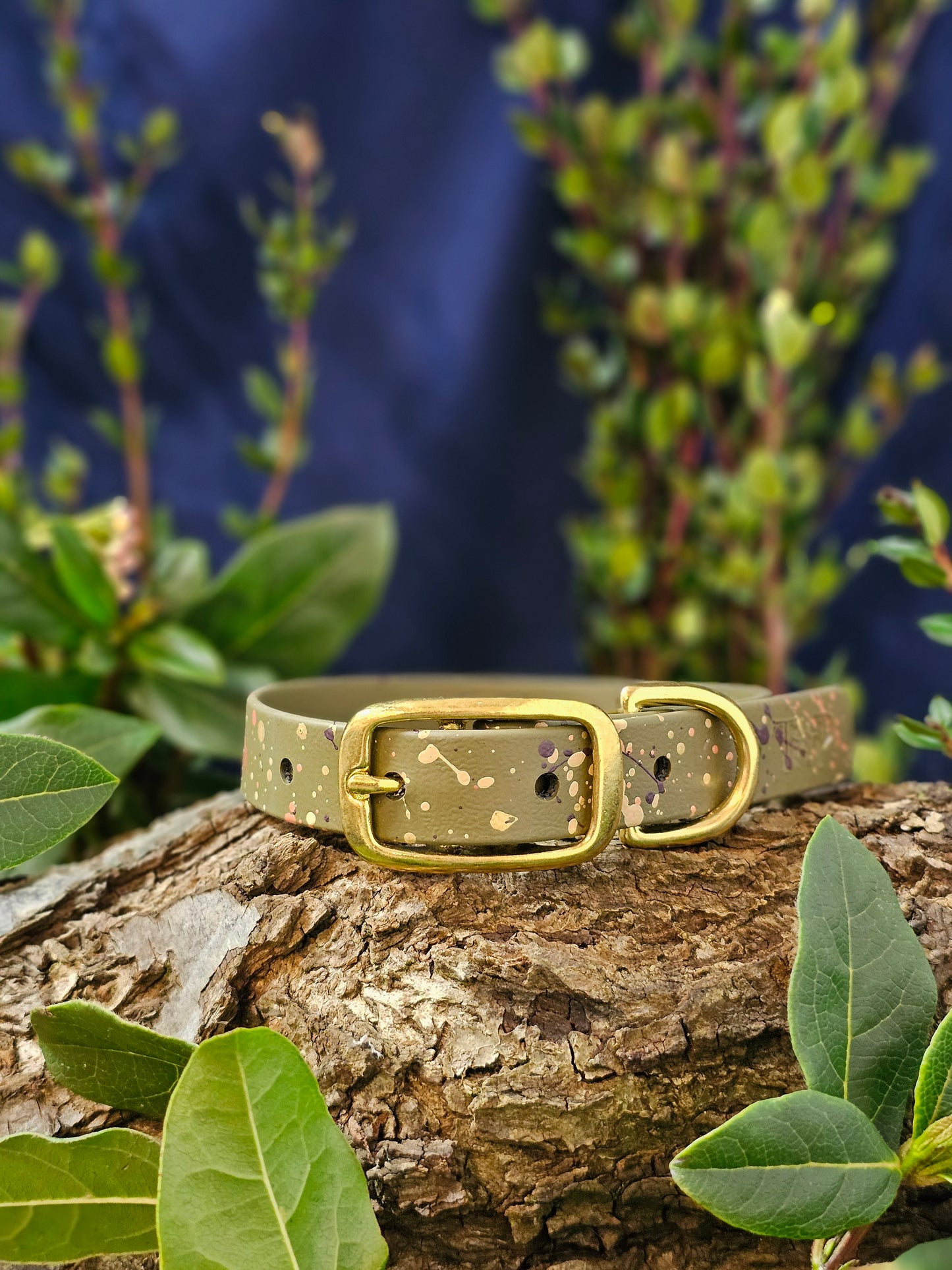 Celestial Olive - Biothane Splatter Dog Collar
