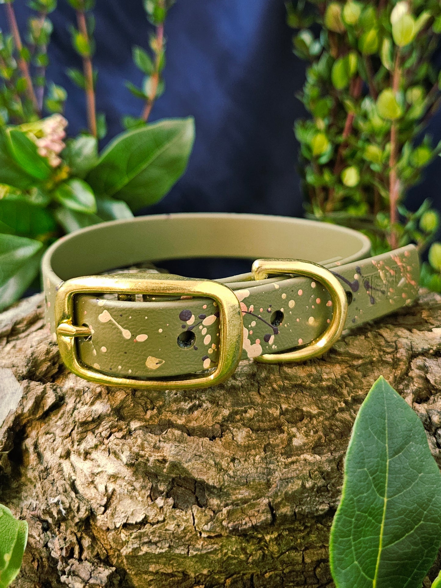 Celestial Olive - Biothane Splatter Dog Collar