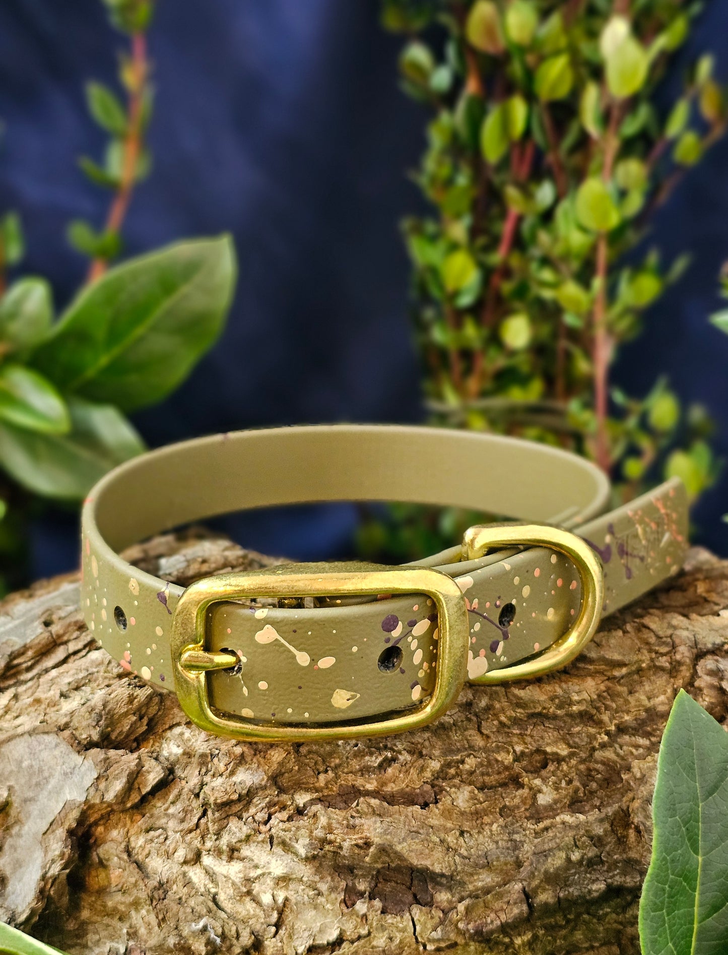 Celestial Olive - Biothane Splatter Dog Collar