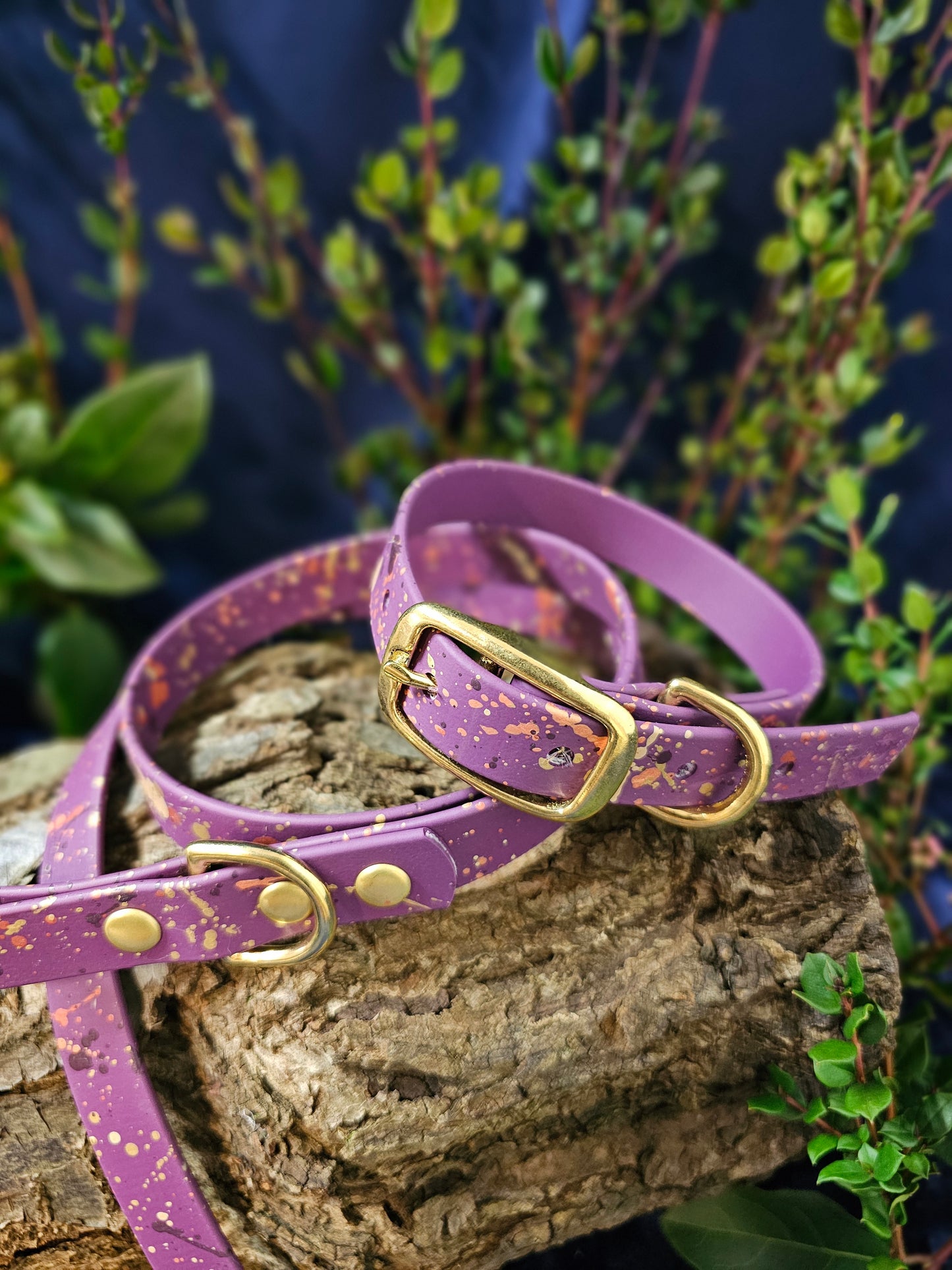 Celestial Aubergine - Biothane Splatter Dog Collar