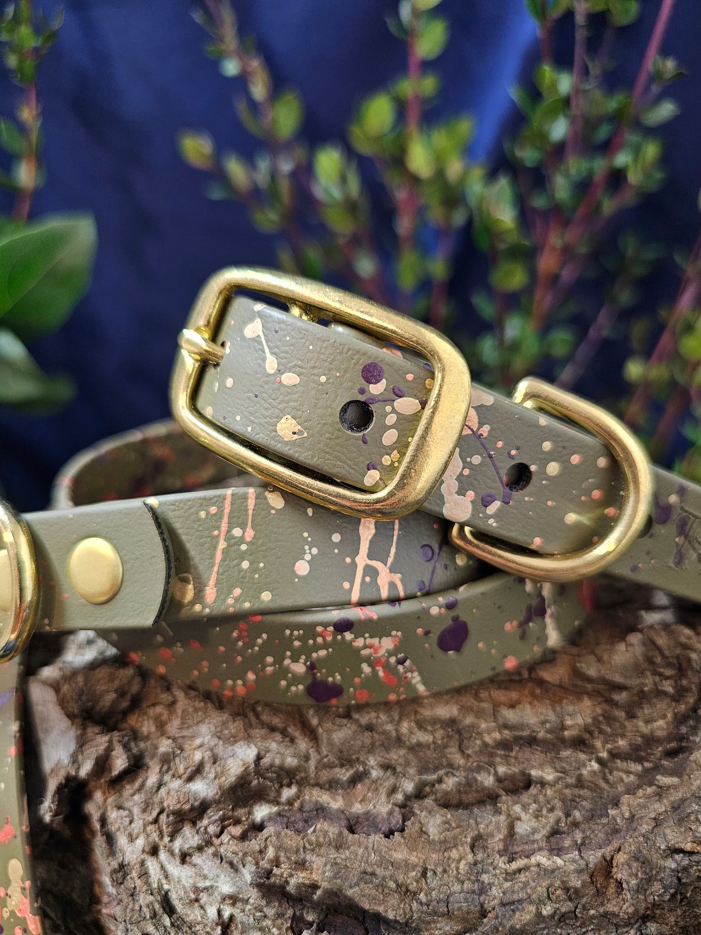 Celestial Olive - Biothane Splatter Dog Collar