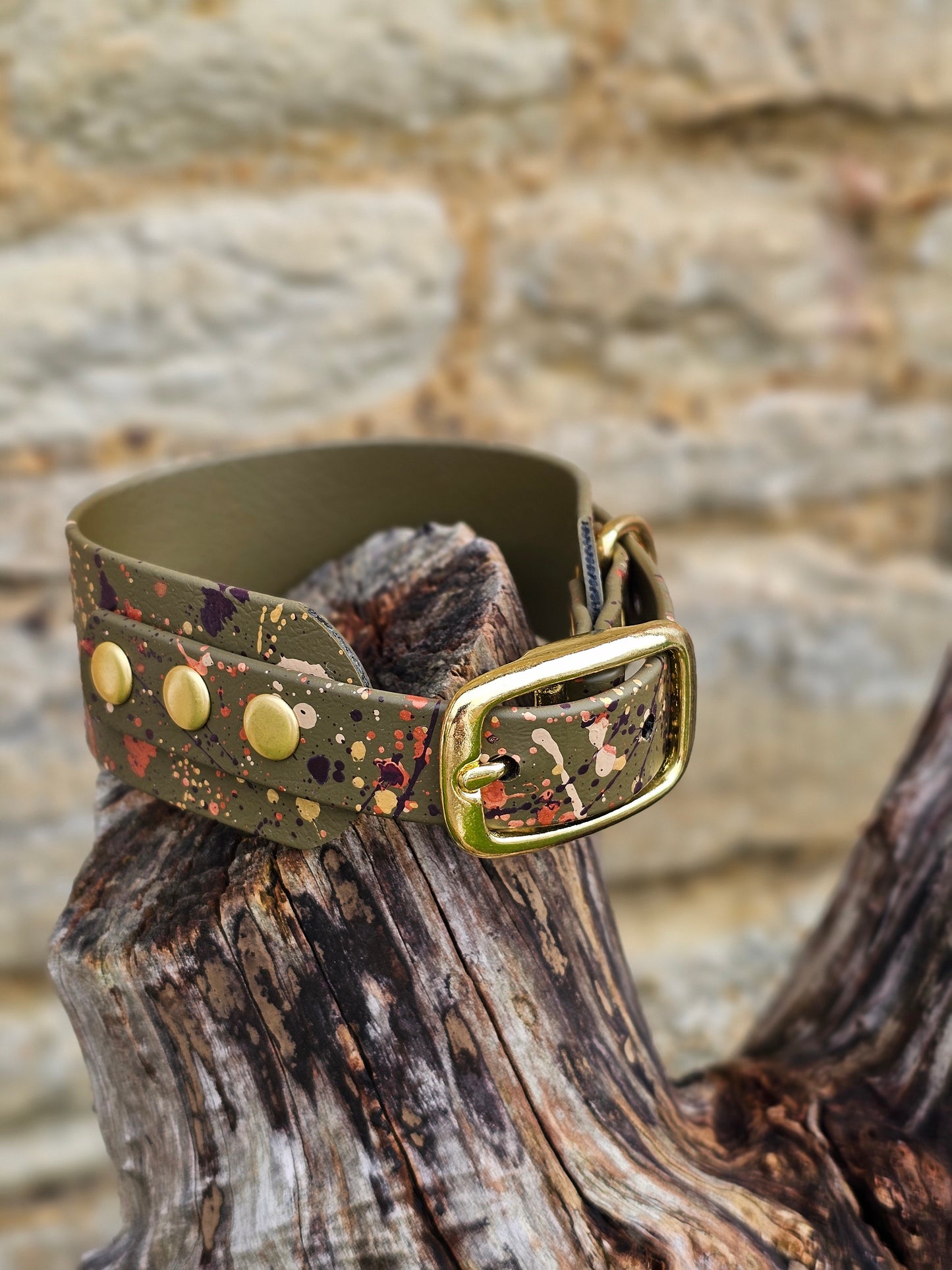 Olive Celestial - Splatter Sighthound / Wide Dog Collars