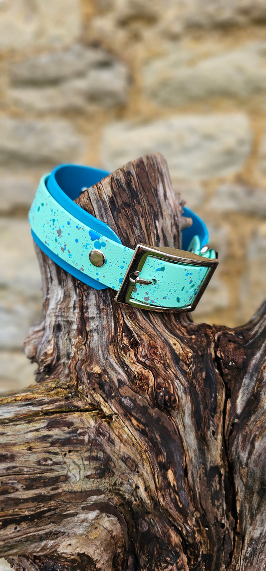 Sea Glass - Statement Splatter Wrap Waterproof BioThane© Dog Collar