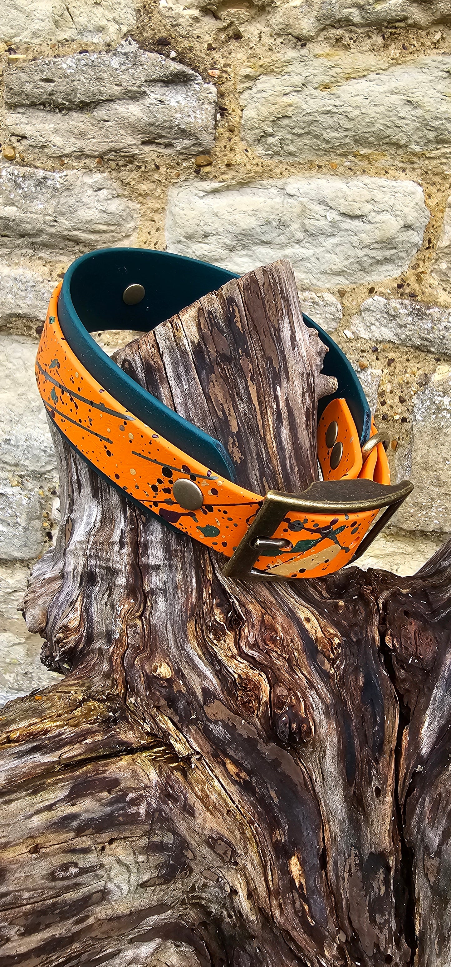 Forest Flame - Statement Splatter Wrap Waterproof BioThane© Dog Collar