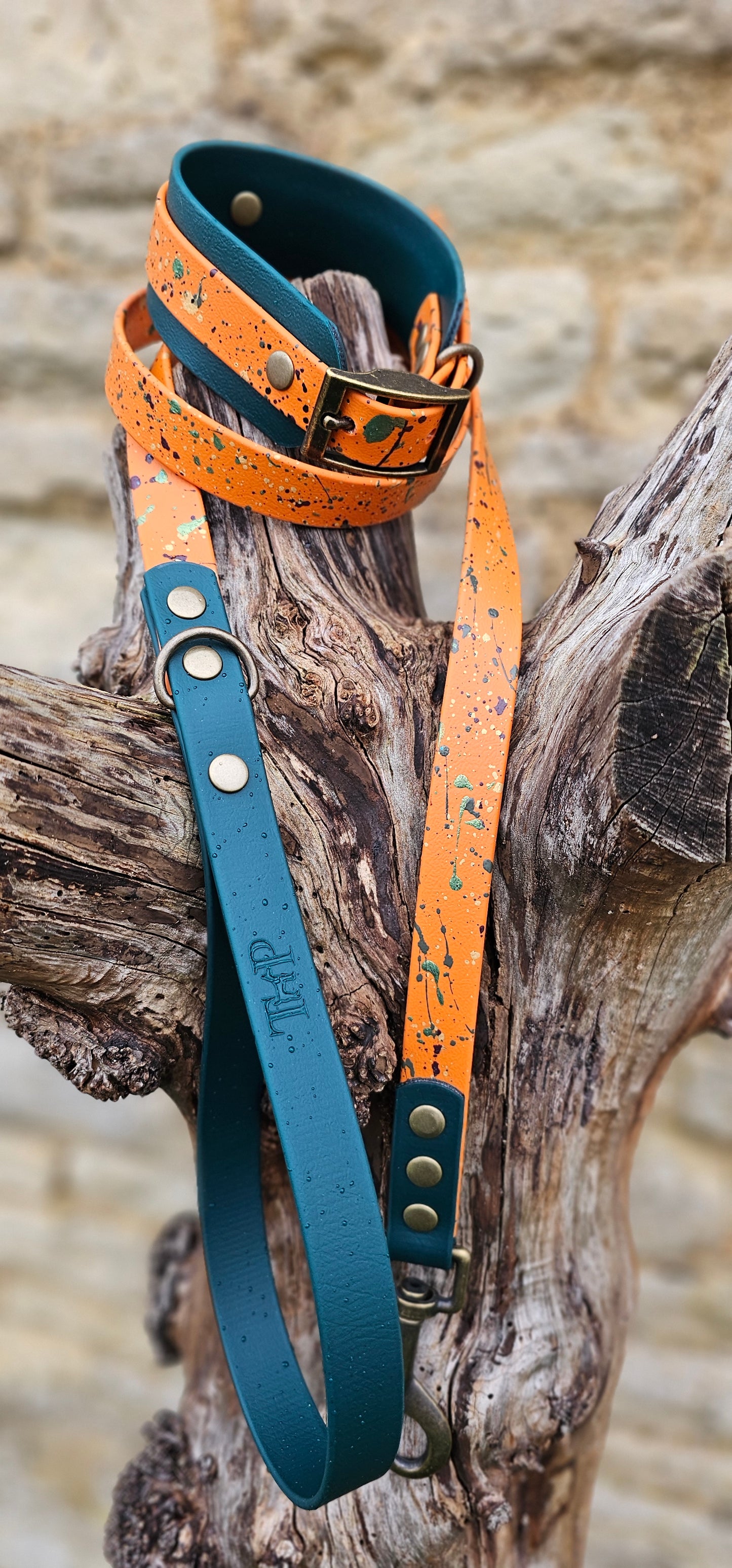 Forest Flame - Statement Splatter Wrap Waterproof BioThane© Dog Collar