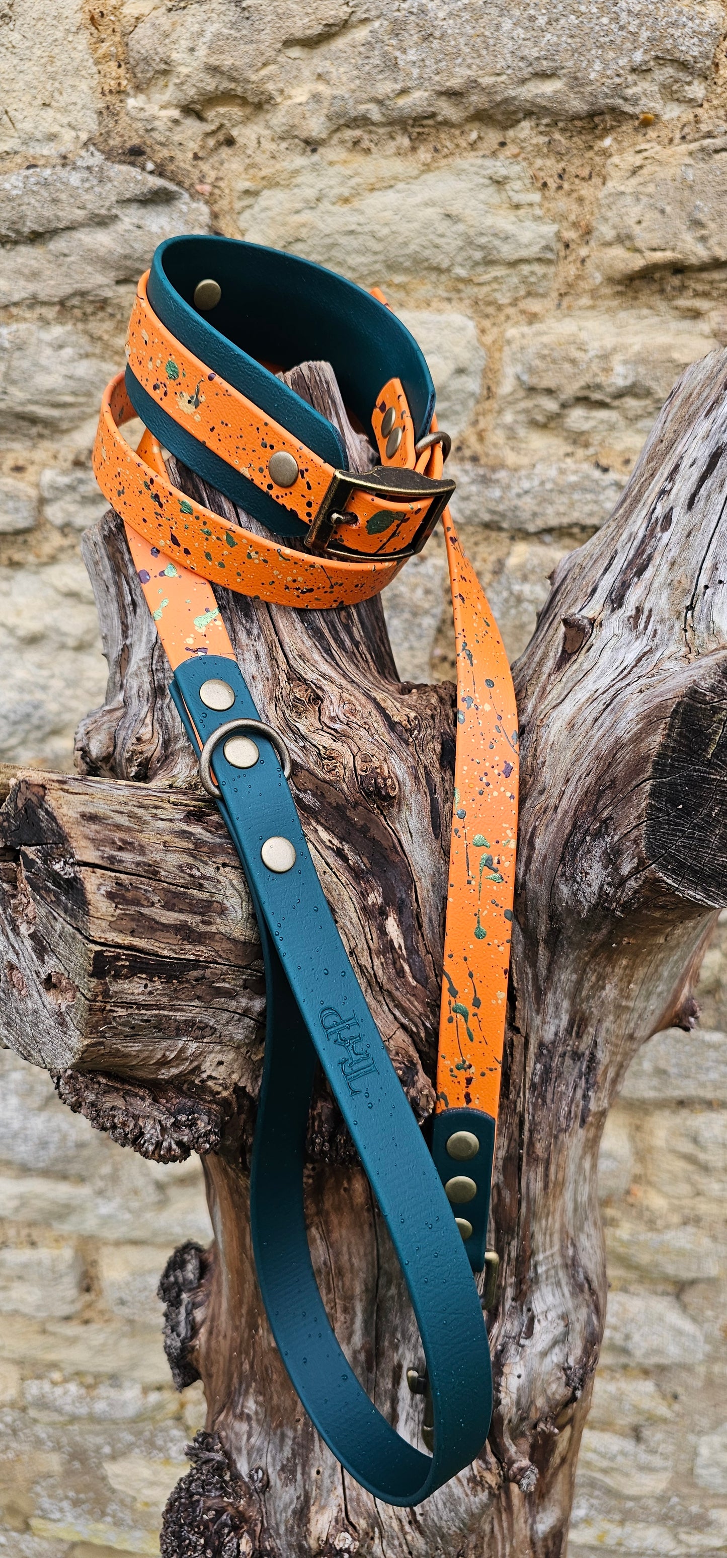 Forest Flame - Statement Splatter Wrap Waterproof BioThane© Dog Collar