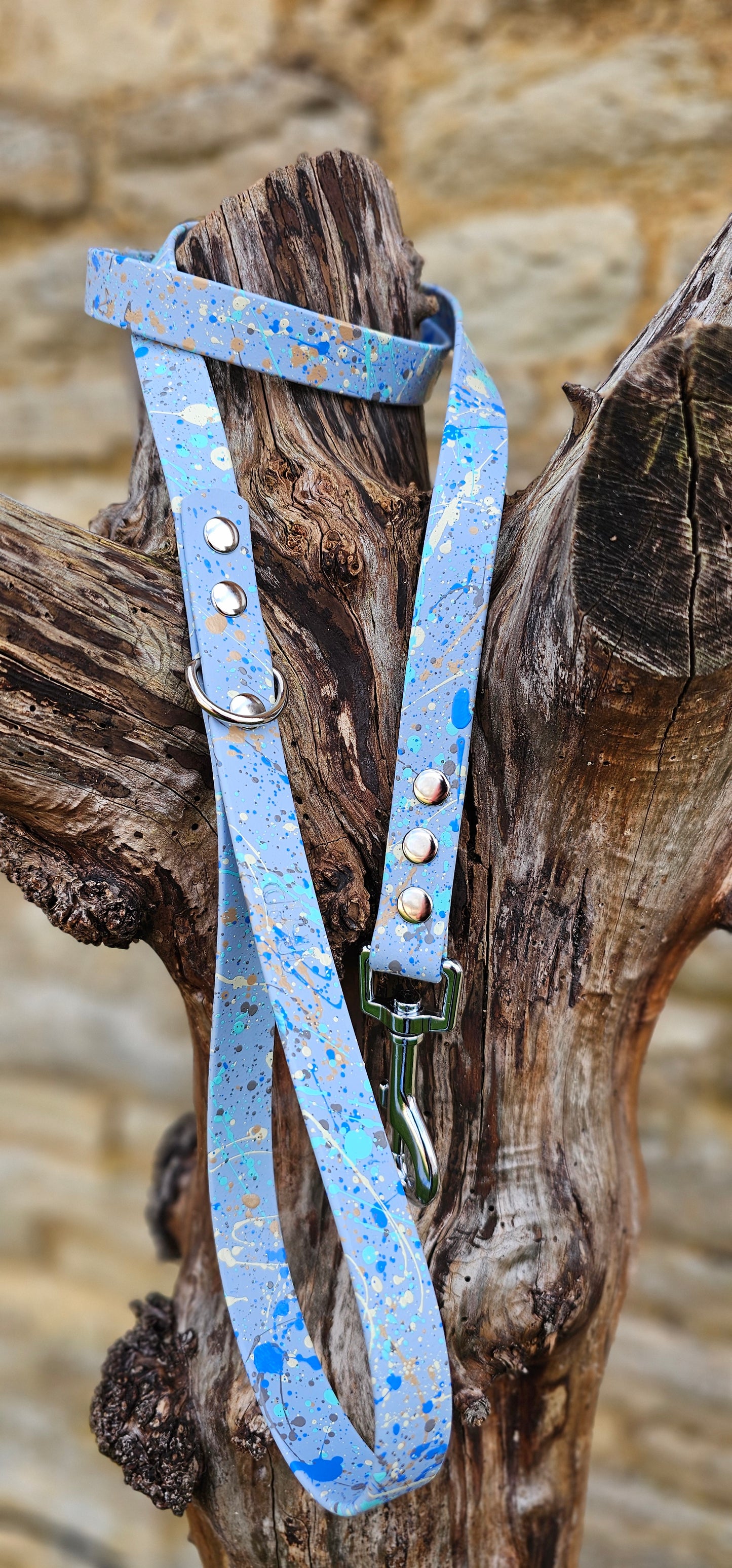 Baby Blue - Waterproof BioThane© Pastel Splatter Dog Lead