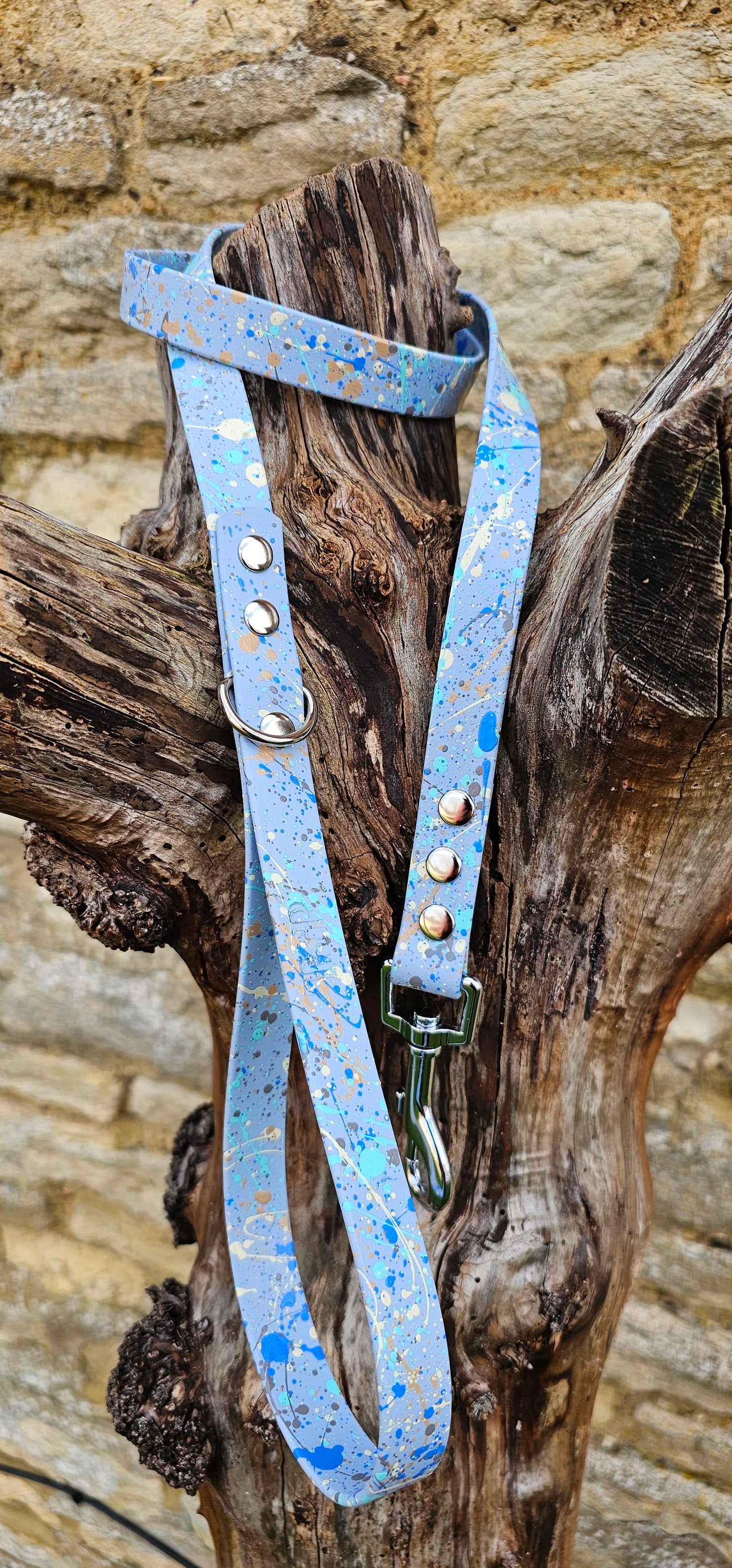 Baby Blue - Waterproof BioThane© Pastel Splatter Dog Lead
