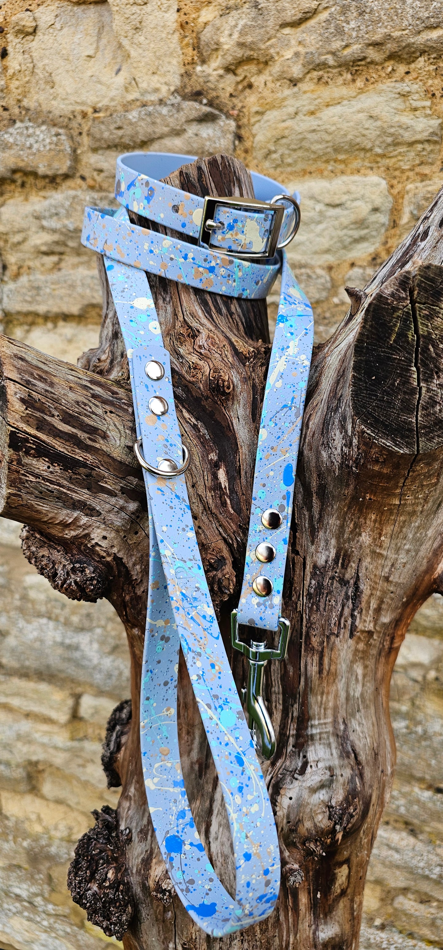 Baby Blue - Waterproof BioThane© Pastel Splatter Dog Collar