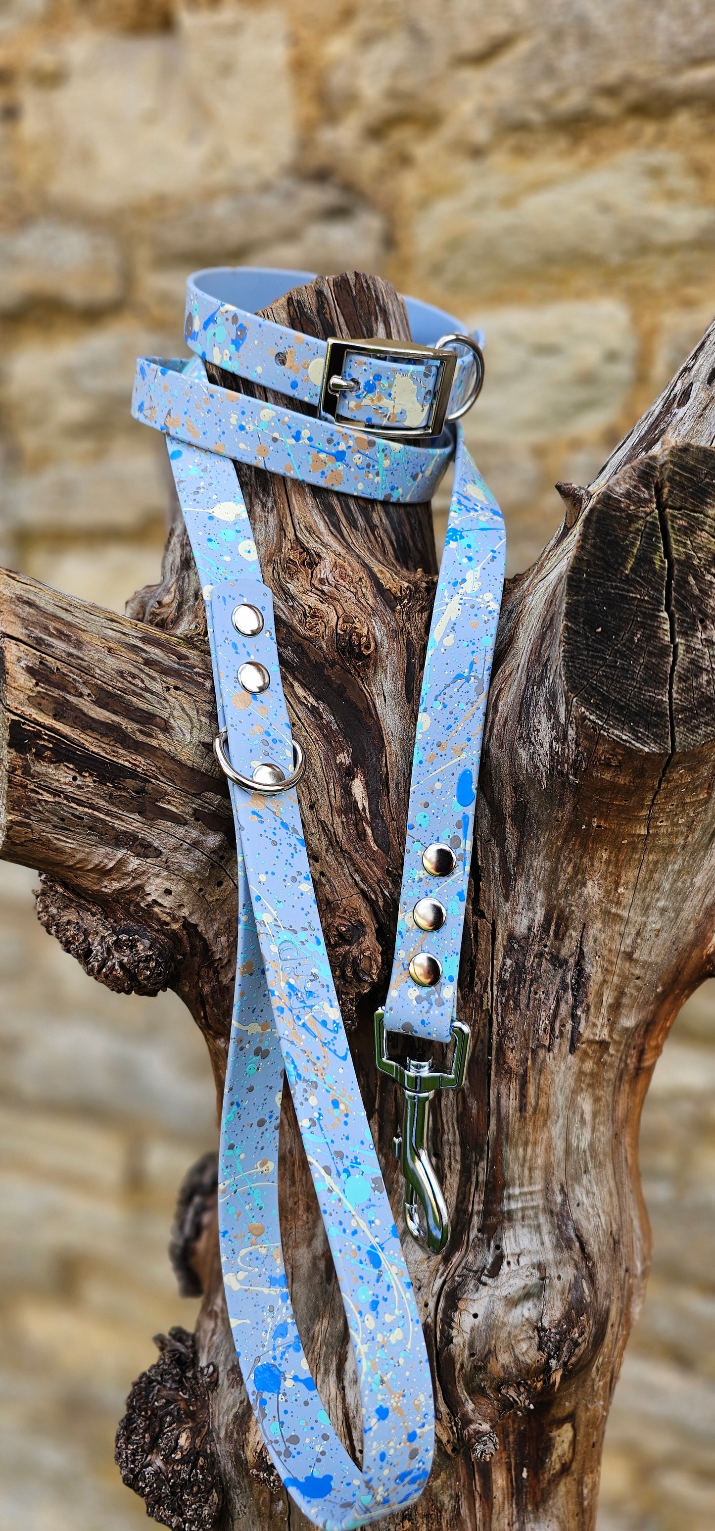 Baby Blue - Waterproof BioThane© Pastel Splatter Dog Lead