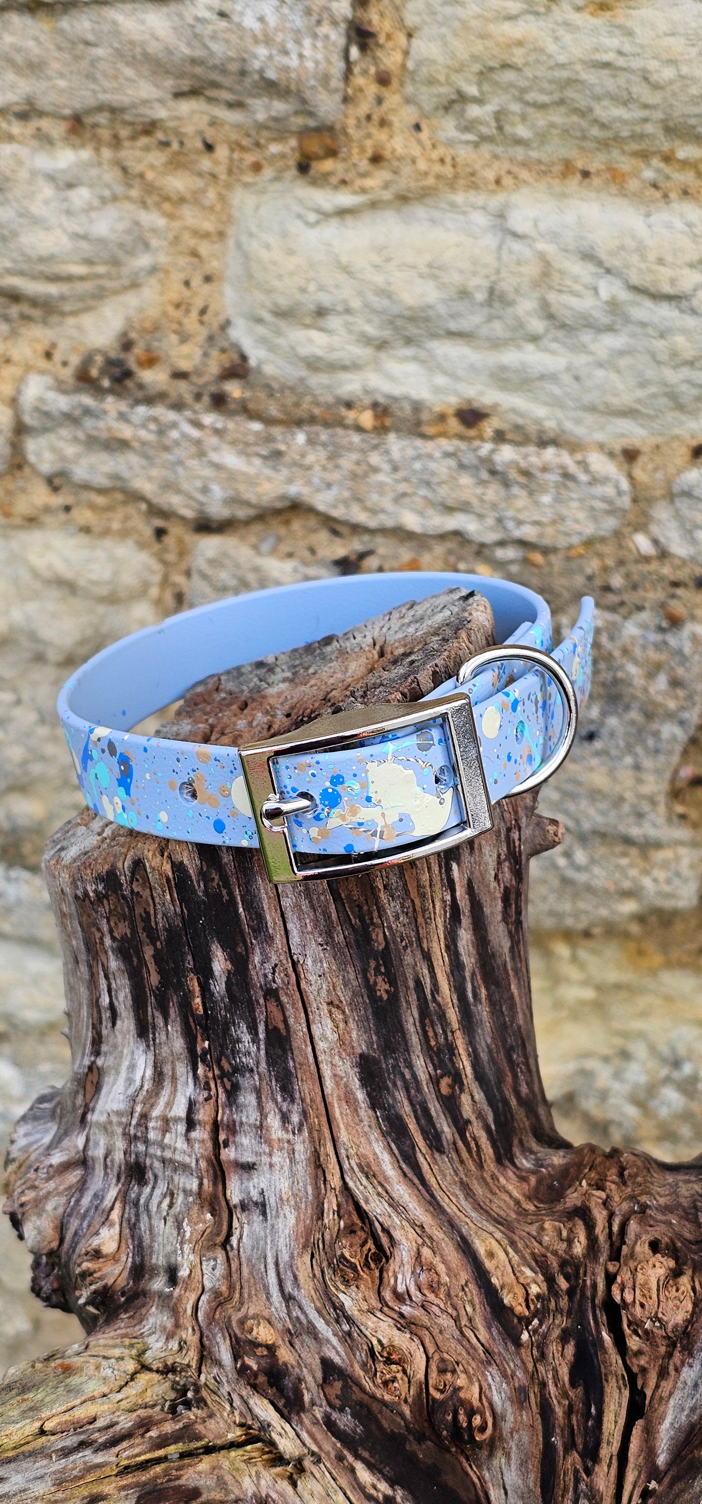 Baby Blue - Waterproof BioThane© Pastel Splatter Dog Collar