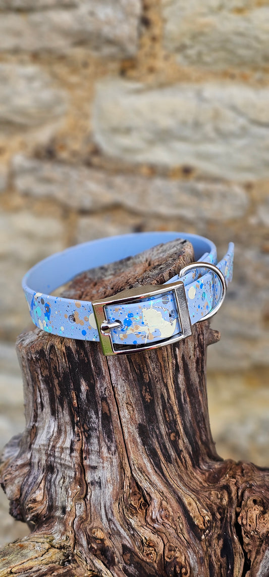 Baby Blue - Waterproof BioThane© Pastel Splatter Dog Collar