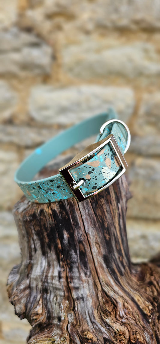 Sage - Waterproof BioThane© Pastel Splatter Dog Collar