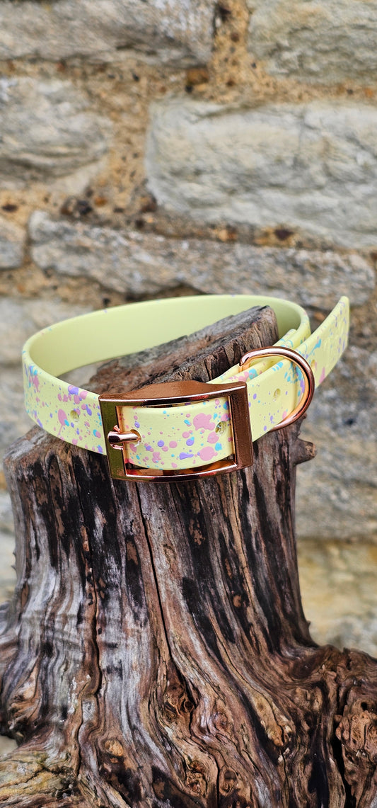 Lemon - Waterproof BioThane© Pastel Splatter Dog Collar