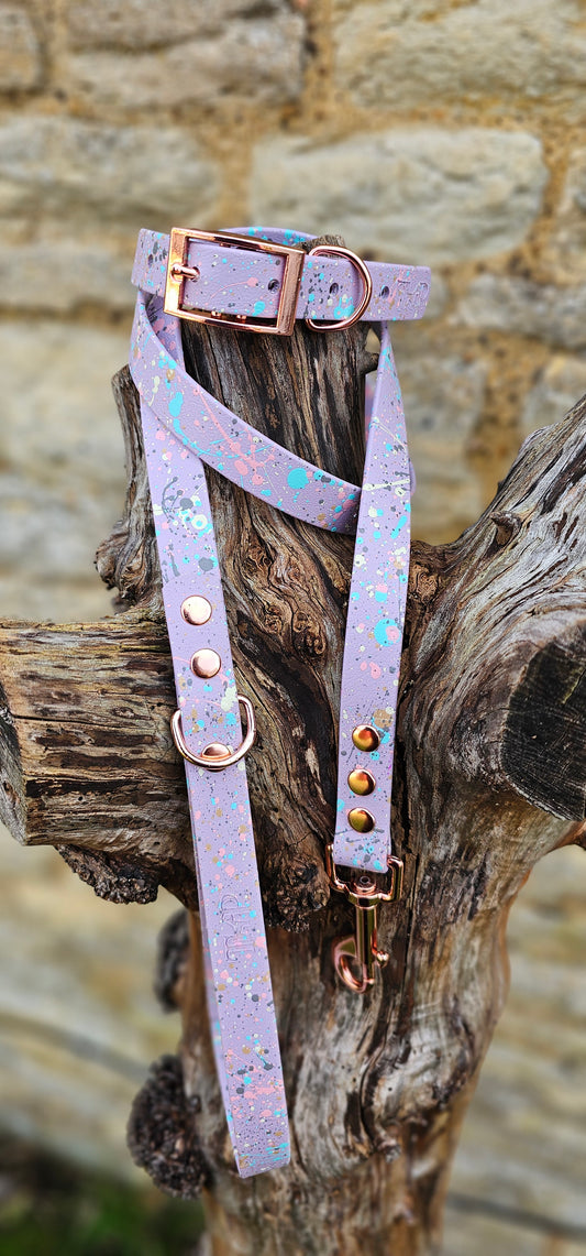 Lilac - Waterproof BioThane© Pastel Splatter Dog Collar