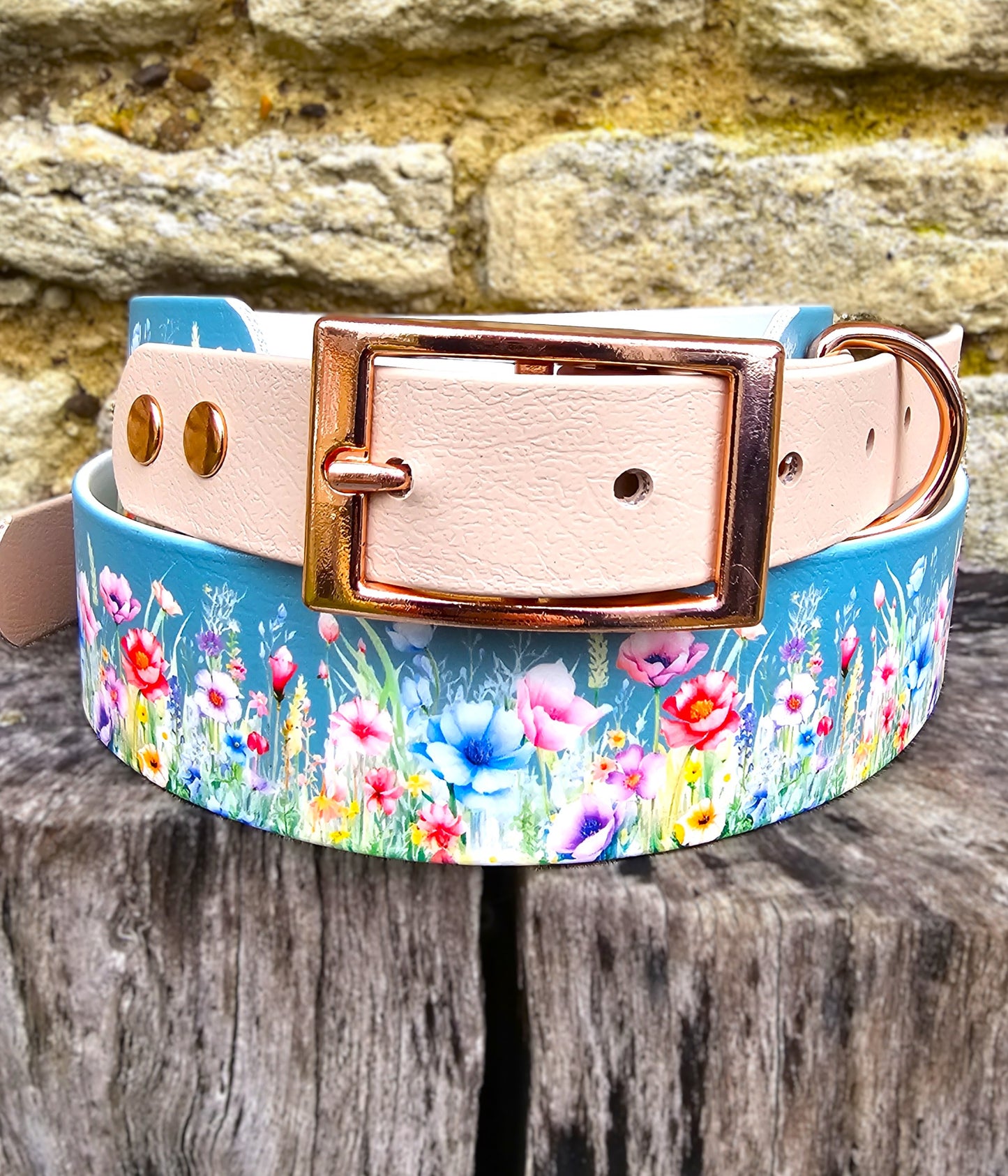 Cottage Garden – Waterproof BioThane® Sighthound Collar / wide-fit Dog Collar