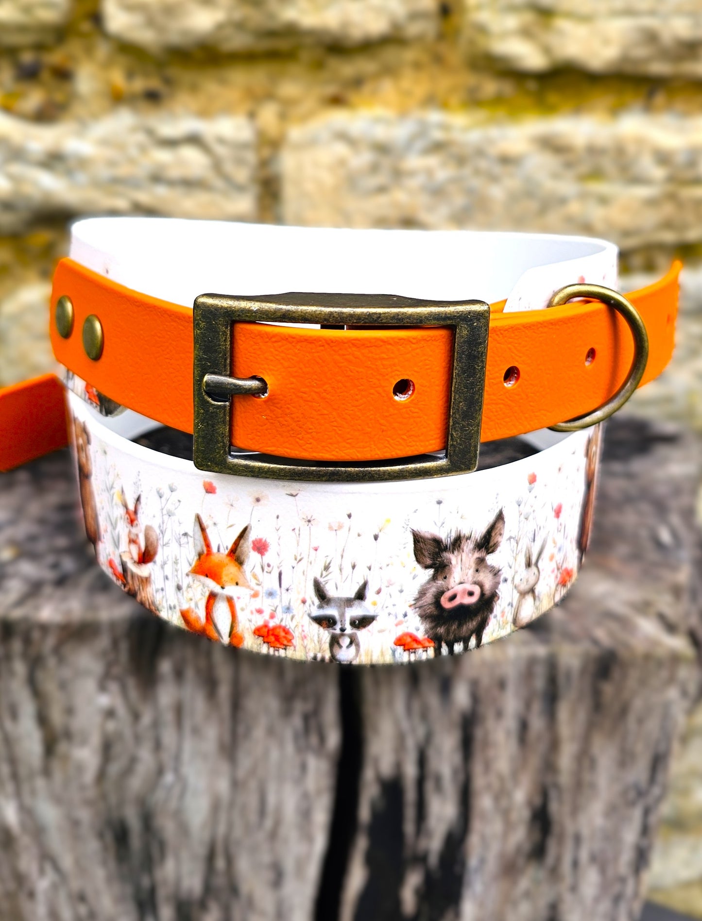 Hello Woodland - Printed Waterproof BioThane© wide-fit Dog Collar