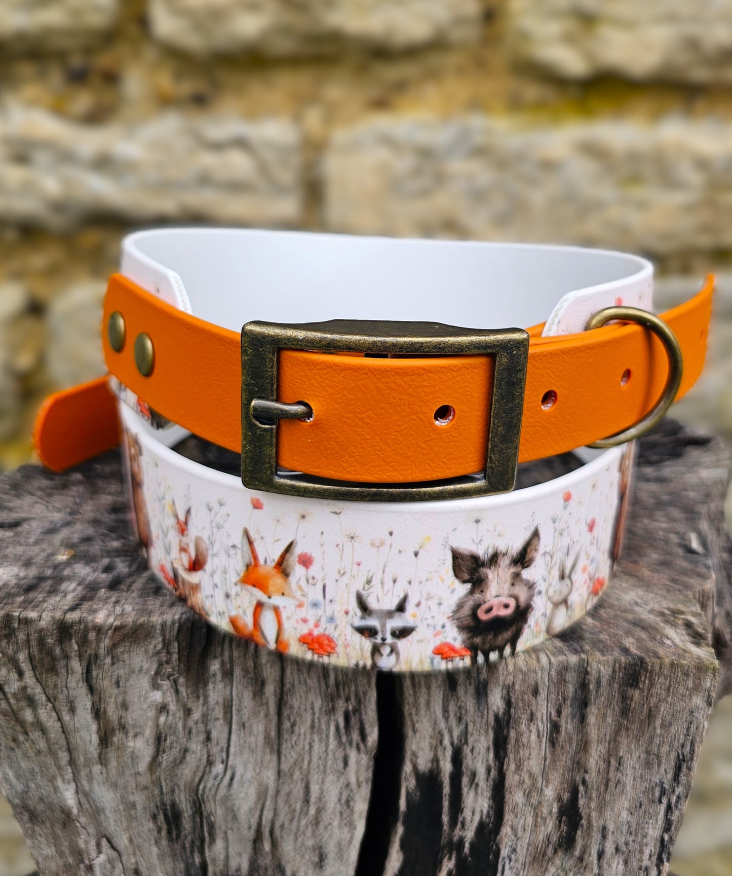 Hello Woodland - Printed Waterproof BioThane© wide-fit Dog Collar